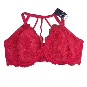 Cacique Seriously Sexy Lace Trim Lightly Lined Balconette Bra 42F NEW